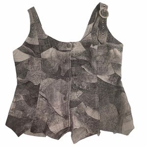 Brazil Roxx Gray Leather Patchwork Vest Large